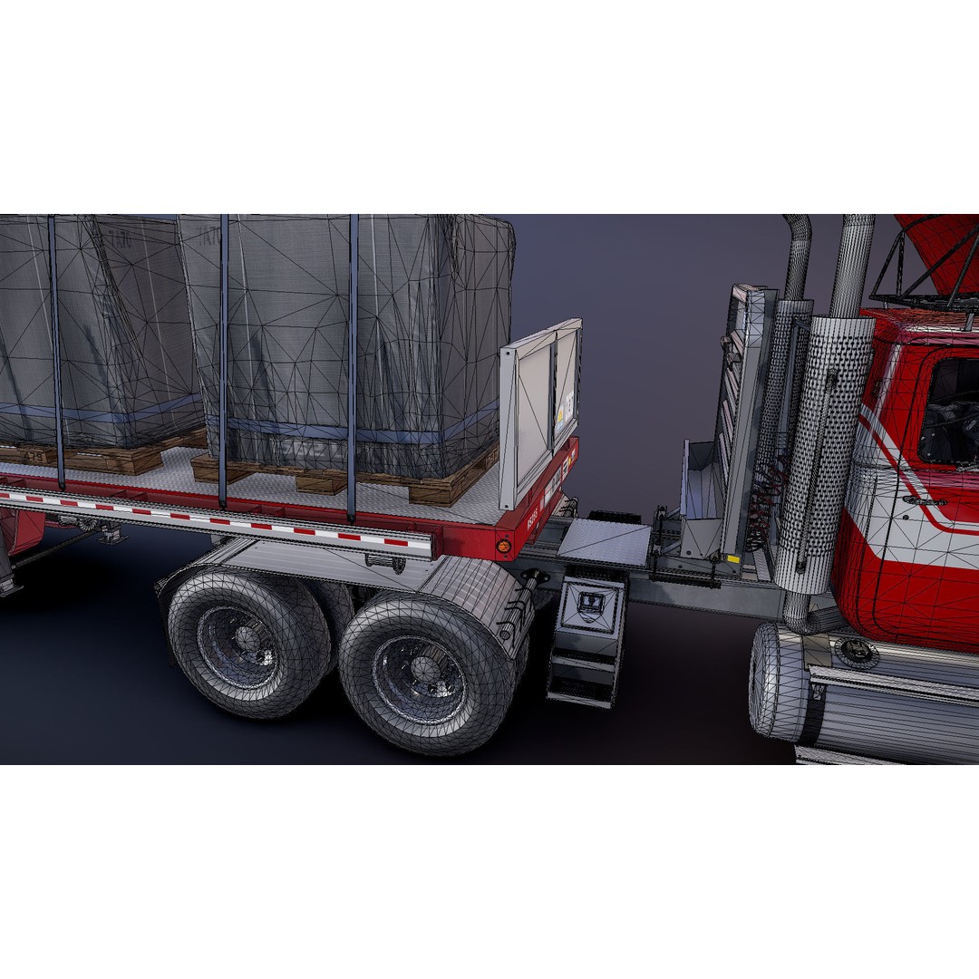 SuperLiner Dropdeck Trailer 3D Model – Low Poly Game Ready Asset, FBX - View 37