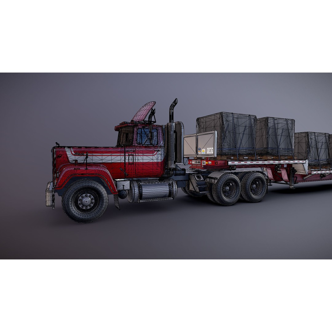 SuperLiner Dropdeck Trailer 3D Model – Low Poly Game Ready Asset, FBX - View 38