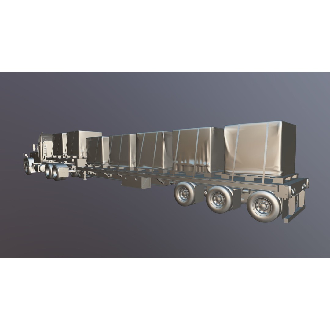 SuperLiner Dropdeck Trailer 3D Model – Low Poly Game Ready Asset, FBX - View 40