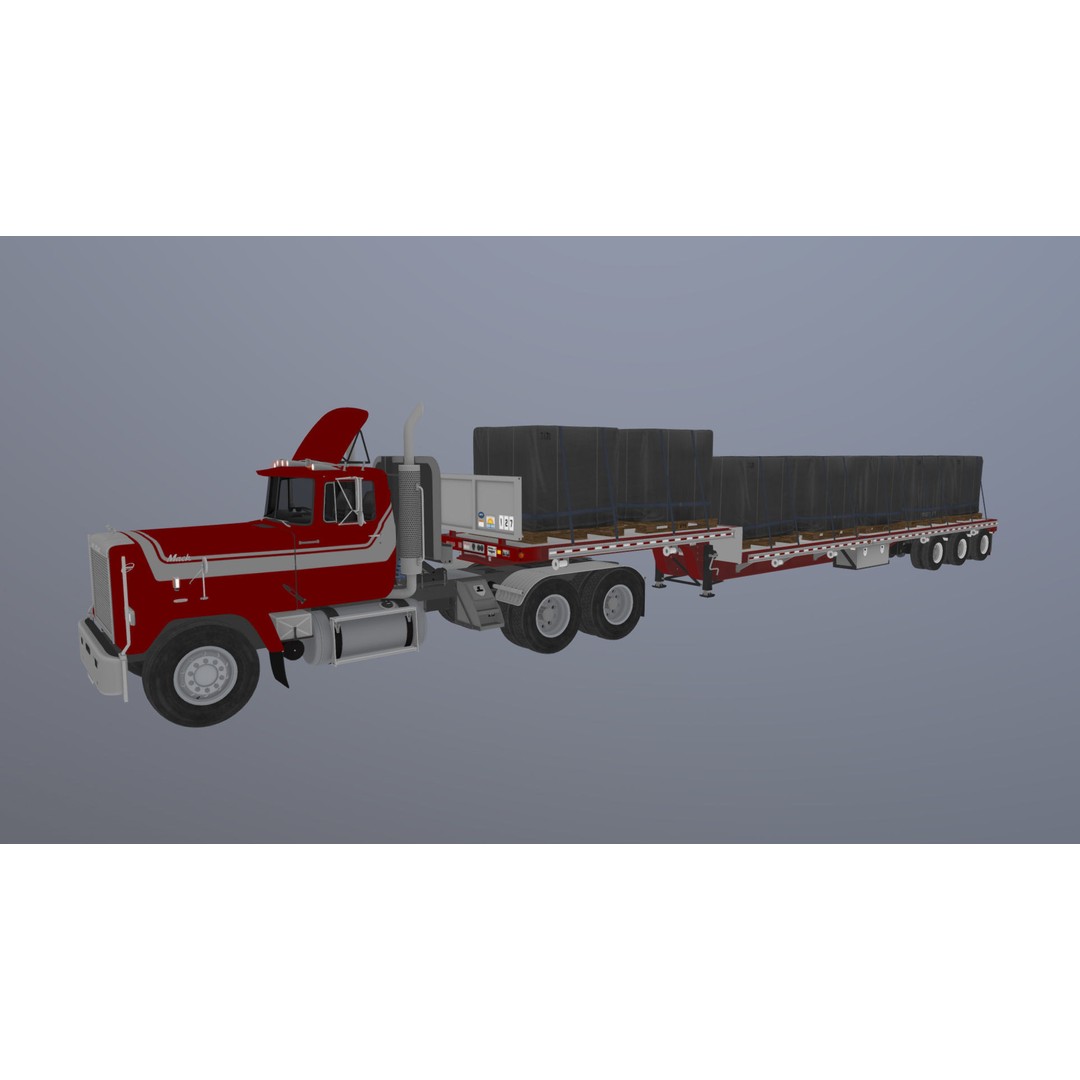 SuperLiner Dropdeck Trailer 3D Model – Low Poly Game Ready Asset, FBX - View 41