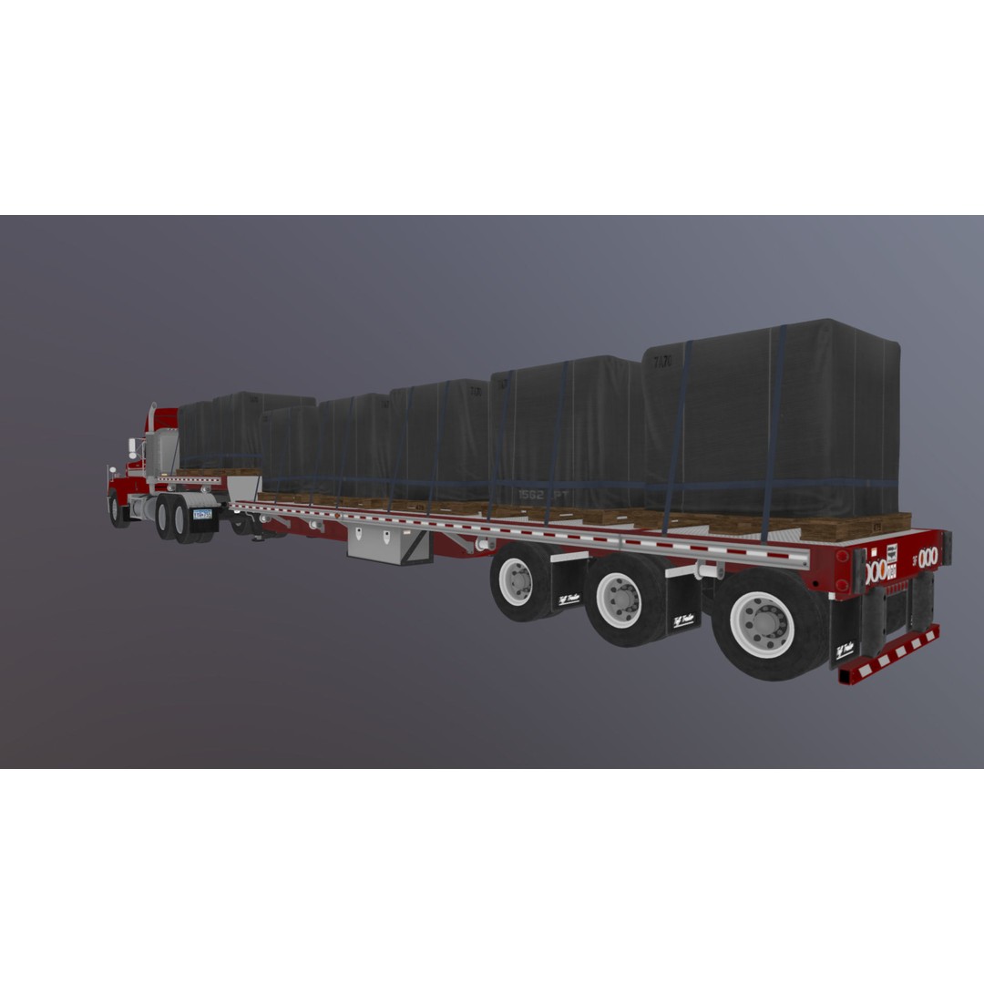 SuperLiner Dropdeck Trailer 3D Model – Low Poly Game Ready Asset, FBX - View 42