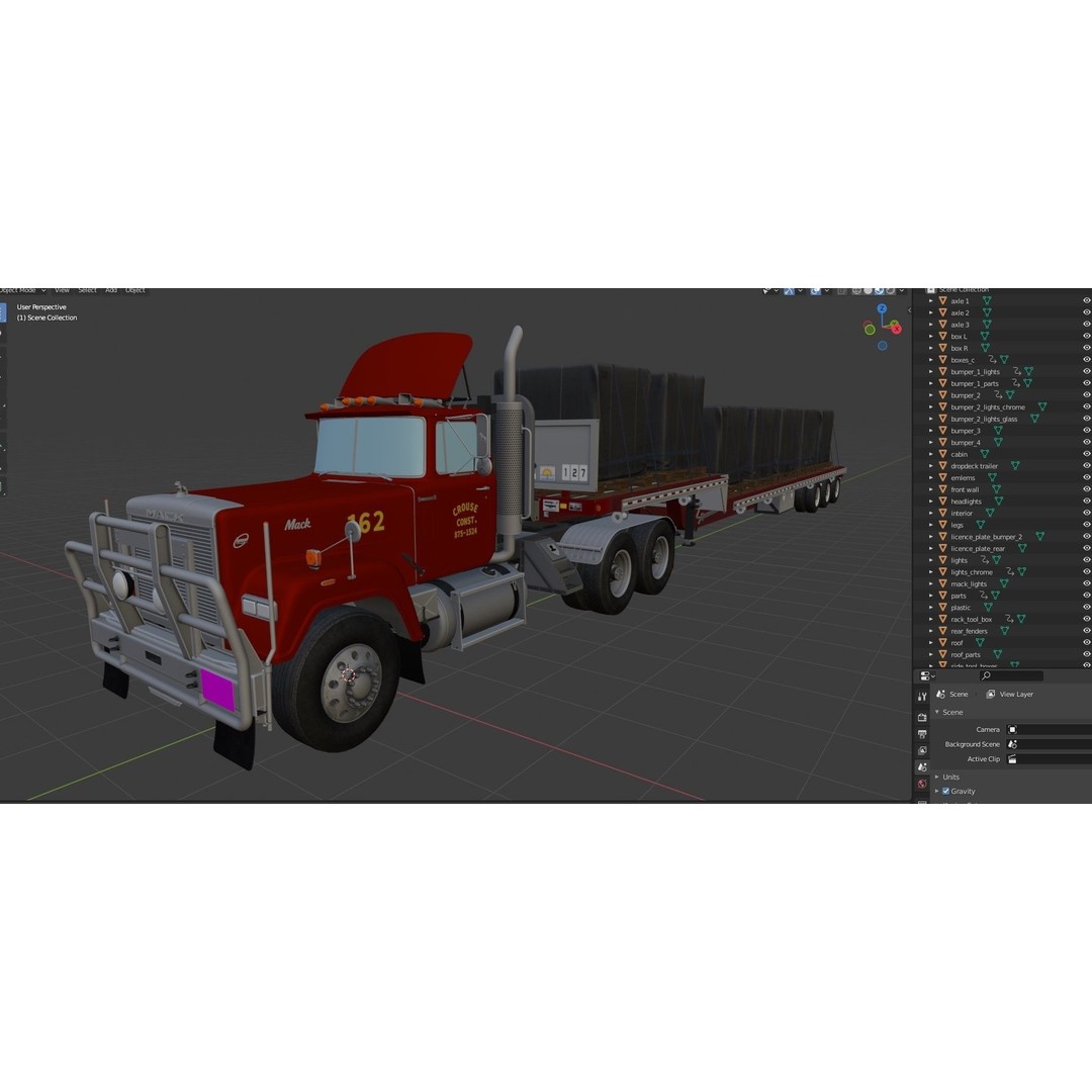 SuperLiner Dropdeck Trailer 3D Model – Low Poly Game Ready Asset, FBX - View 48