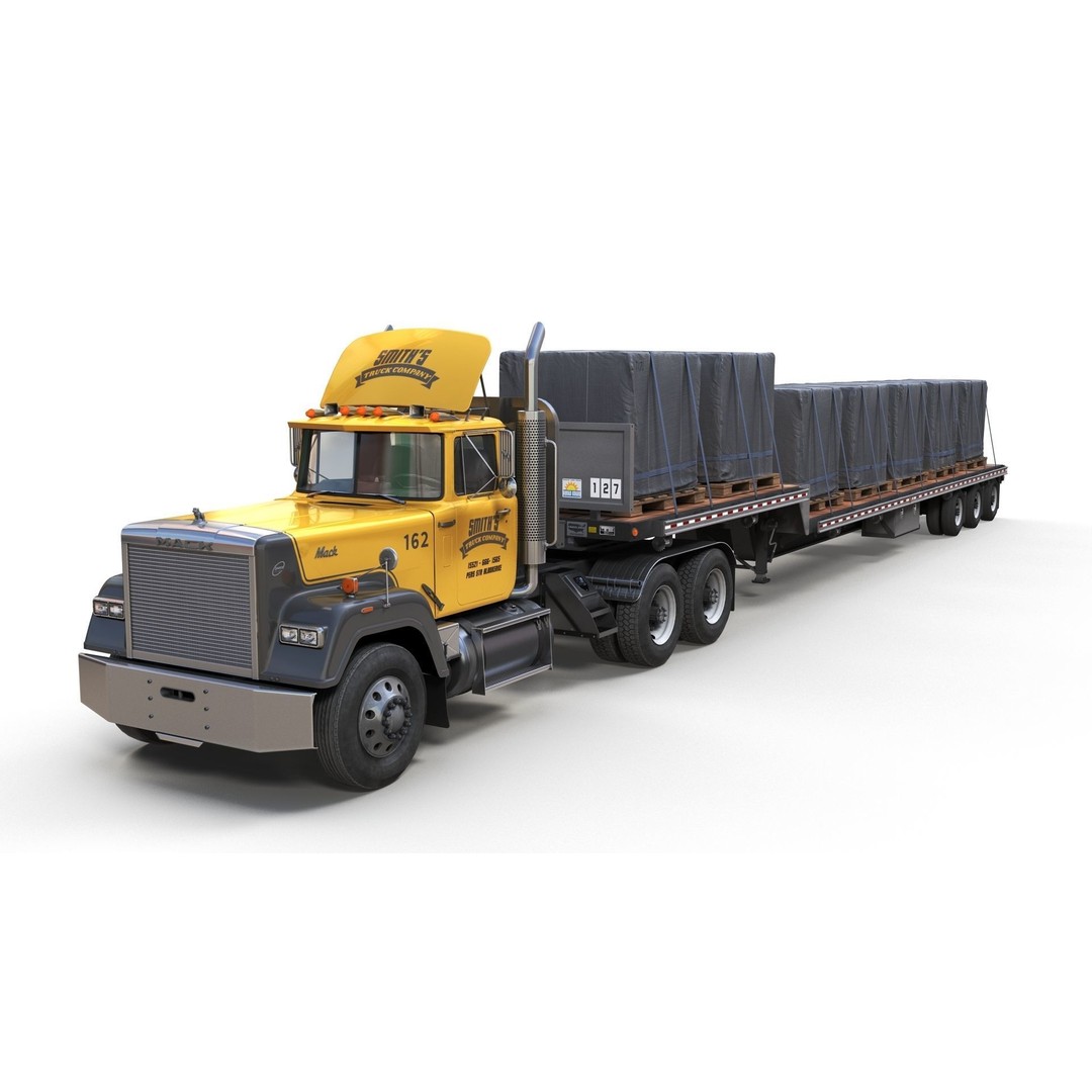 SuperLiner Dropdeck Trailer 3D Model – Low Poly Game Ready Asset, FBX - View 5