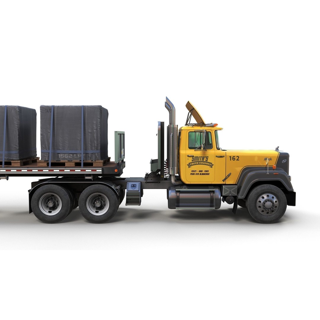 SuperLiner Dropdeck Trailer 3D Model – Low Poly Game Ready Asset, FBX - View 7