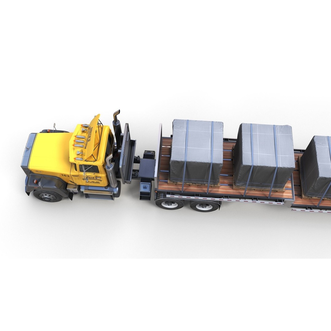 SuperLiner Dropdeck Trailer 3D Model – Low Poly Game Ready Asset, FBX - View 9