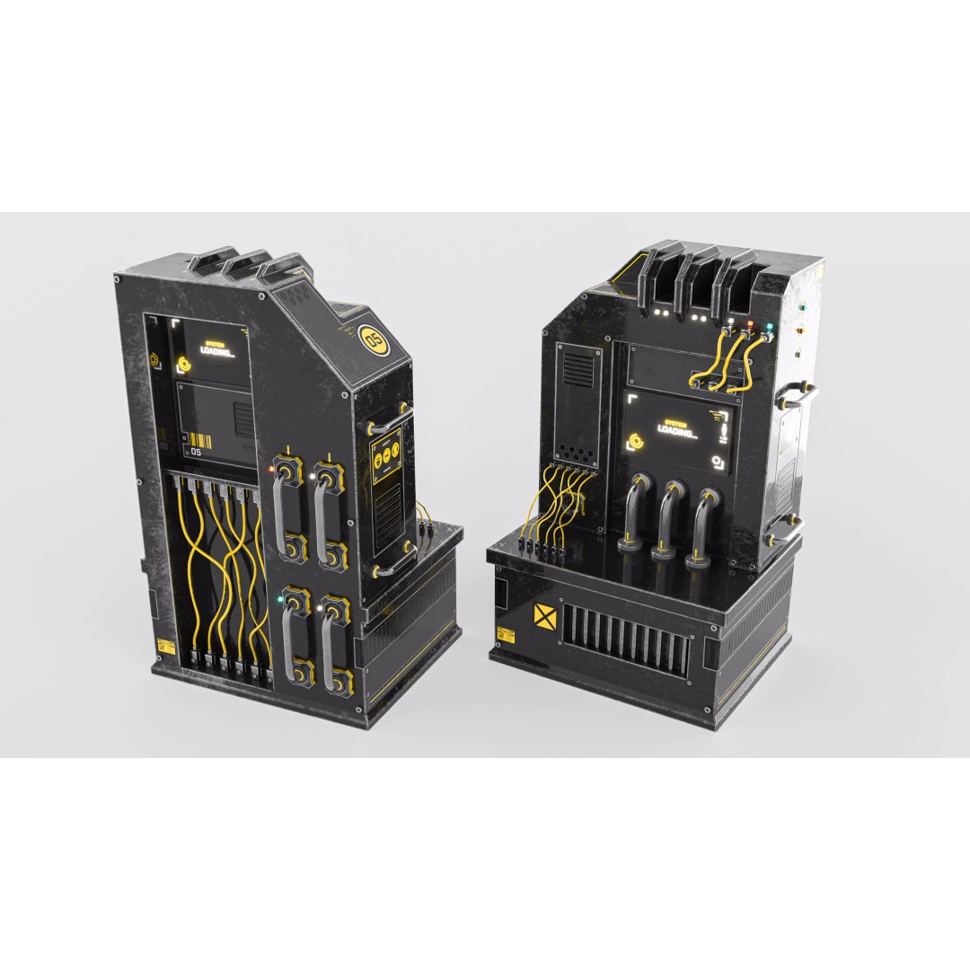 Sci-Fi Generator 3D Model – Low Poly Power Source, FBX, OBJ - View 2