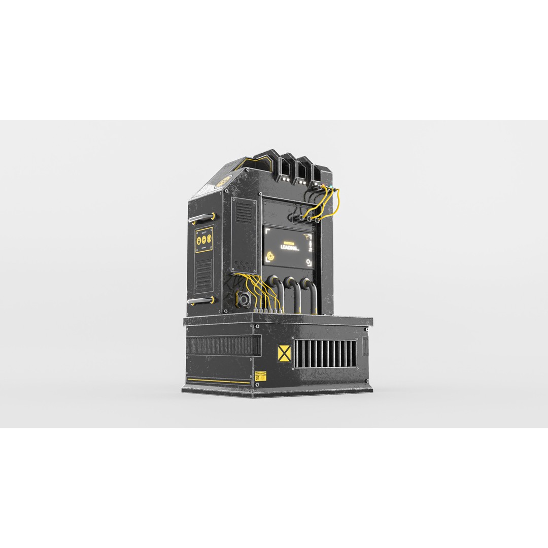 Sci-Fi Generator 3D Model – Low Poly Power Source, FBX, OBJ - View 3