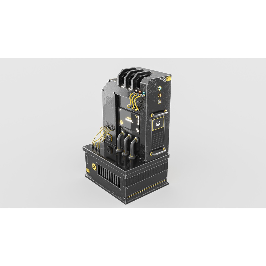 Sci-Fi Generator 3D Model – Low Poly Power Source, FBX, OBJ - View 4