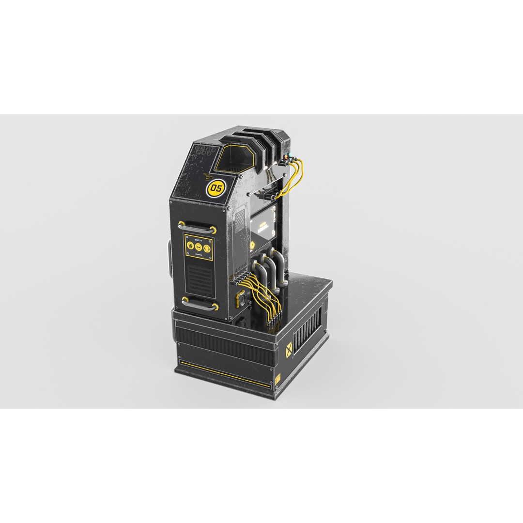 Sci-Fi Generator 3D Model – Low Poly Power Source, FBX, OBJ - View 6