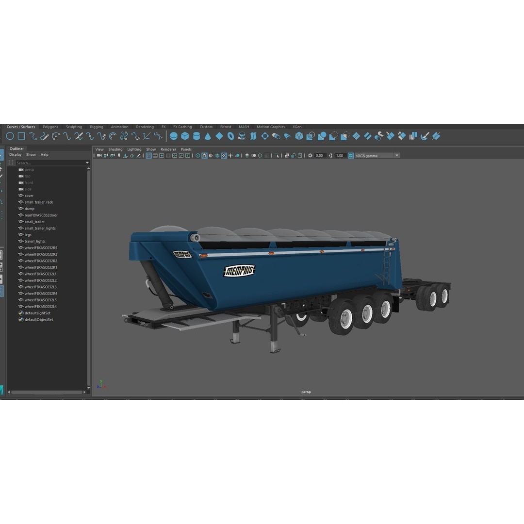 Dump Trailer 3D Model – Low Poly Game Ready Asset, PBR Textures