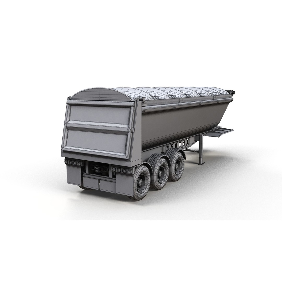 Dump Trailer 3D Model – Low Poly Game Ready Asset, PBR Textures - View 12