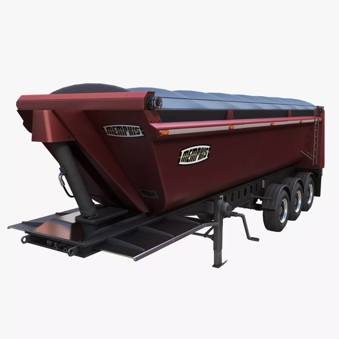Dump Trailer 3D Model – Low Poly Game Ready Asset, PBR Textures - View 2