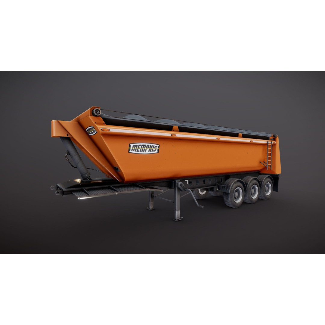 Dump Trailer 3D Model – Low Poly Game Ready Asset, PBR Textures - View 20