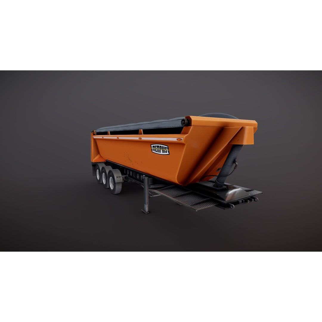 Dump Trailer 3D Model – Low Poly Game Ready Asset, PBR Textures - View 22
