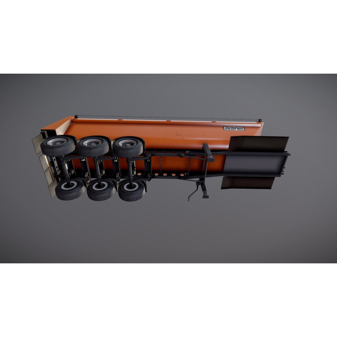 Dump Trailer 3D Model – Low Poly Game Ready Asset, PBR Textures - View 23