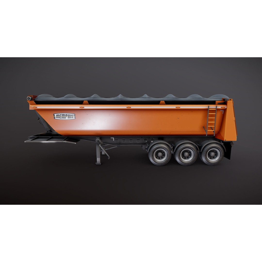 Dump Trailer 3D Model – Low Poly Game Ready Asset, PBR Textures - View 25