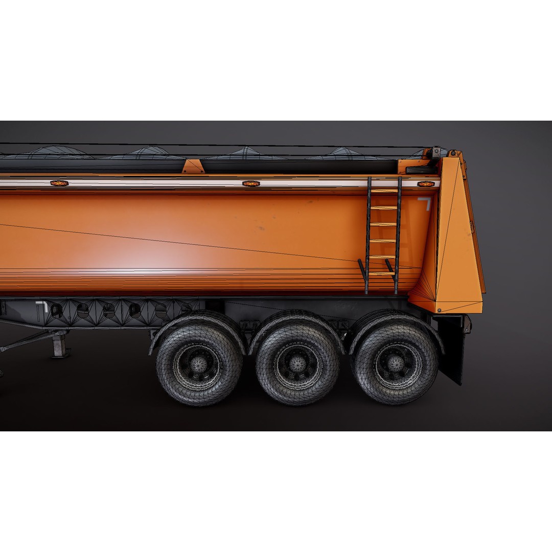 Dump Trailer 3D Model – Low Poly Game Ready Asset, PBR Textures - View 26