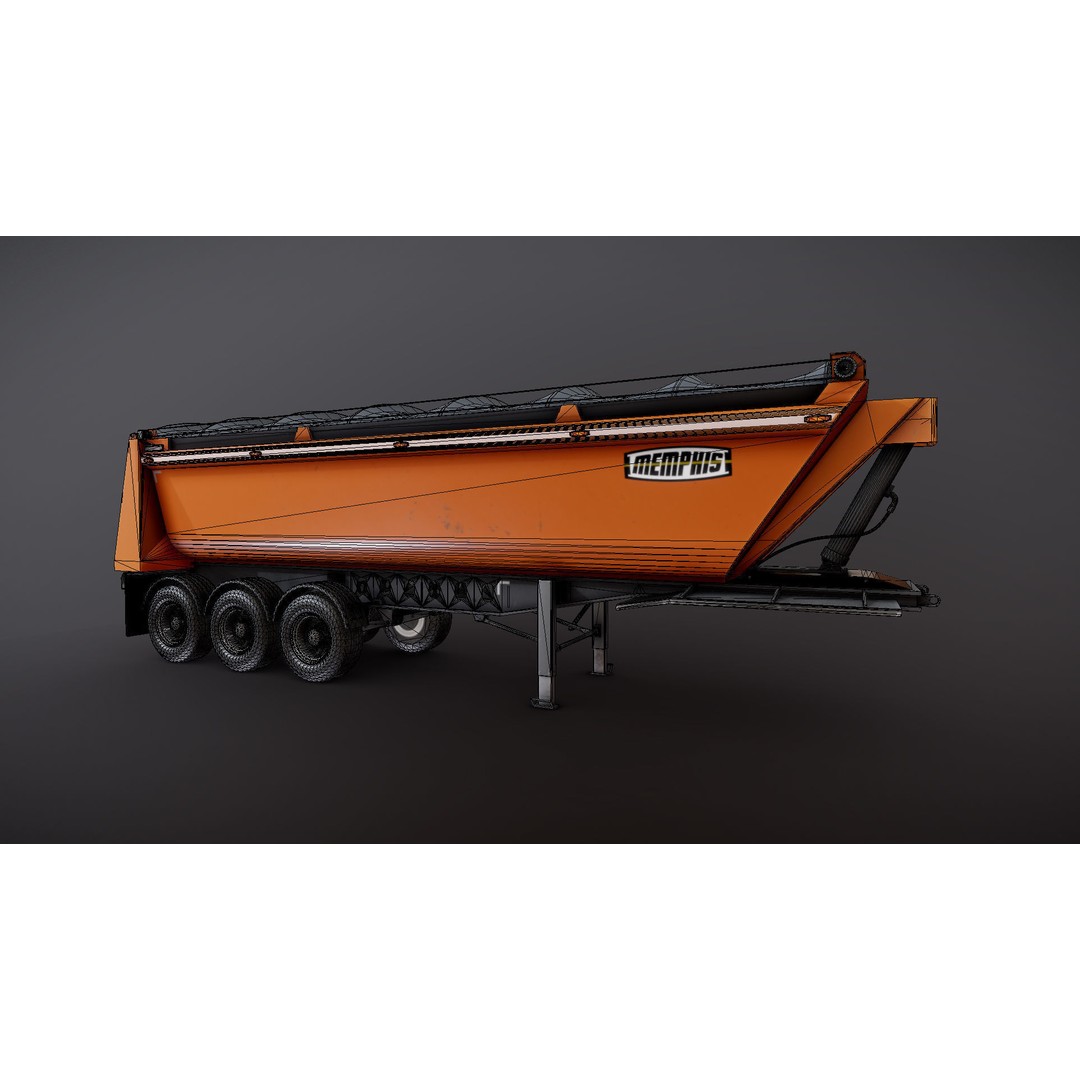 Dump Trailer 3D Model – Low Poly Game Ready Asset, PBR Textures - View 27