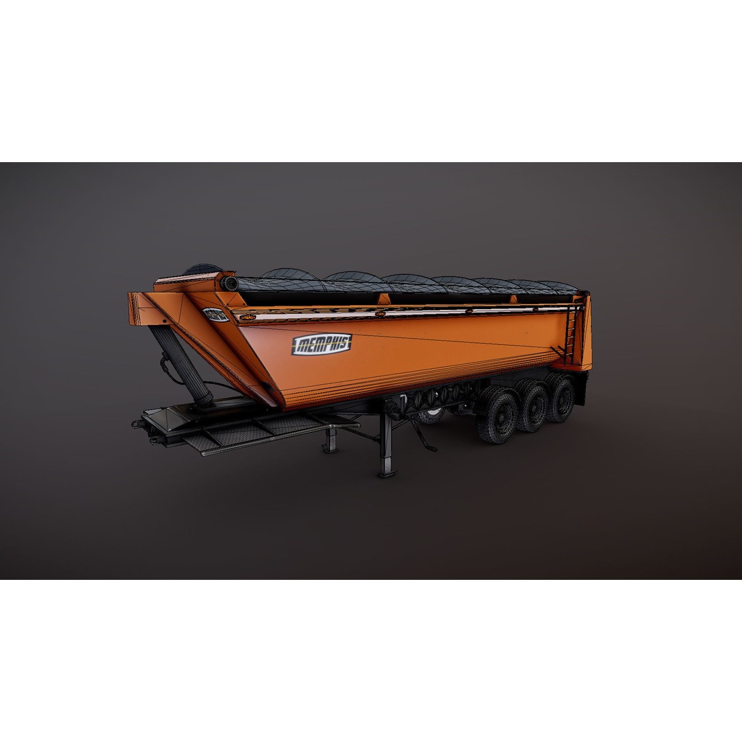 Dump Trailer 3D Model – Low Poly Game Ready Asset, PBR Textures - View 28