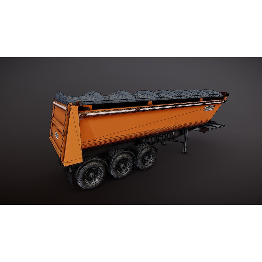 Dump Trailer 3D Model – Low Poly Game Ready Asset, PBR Textures - View 29