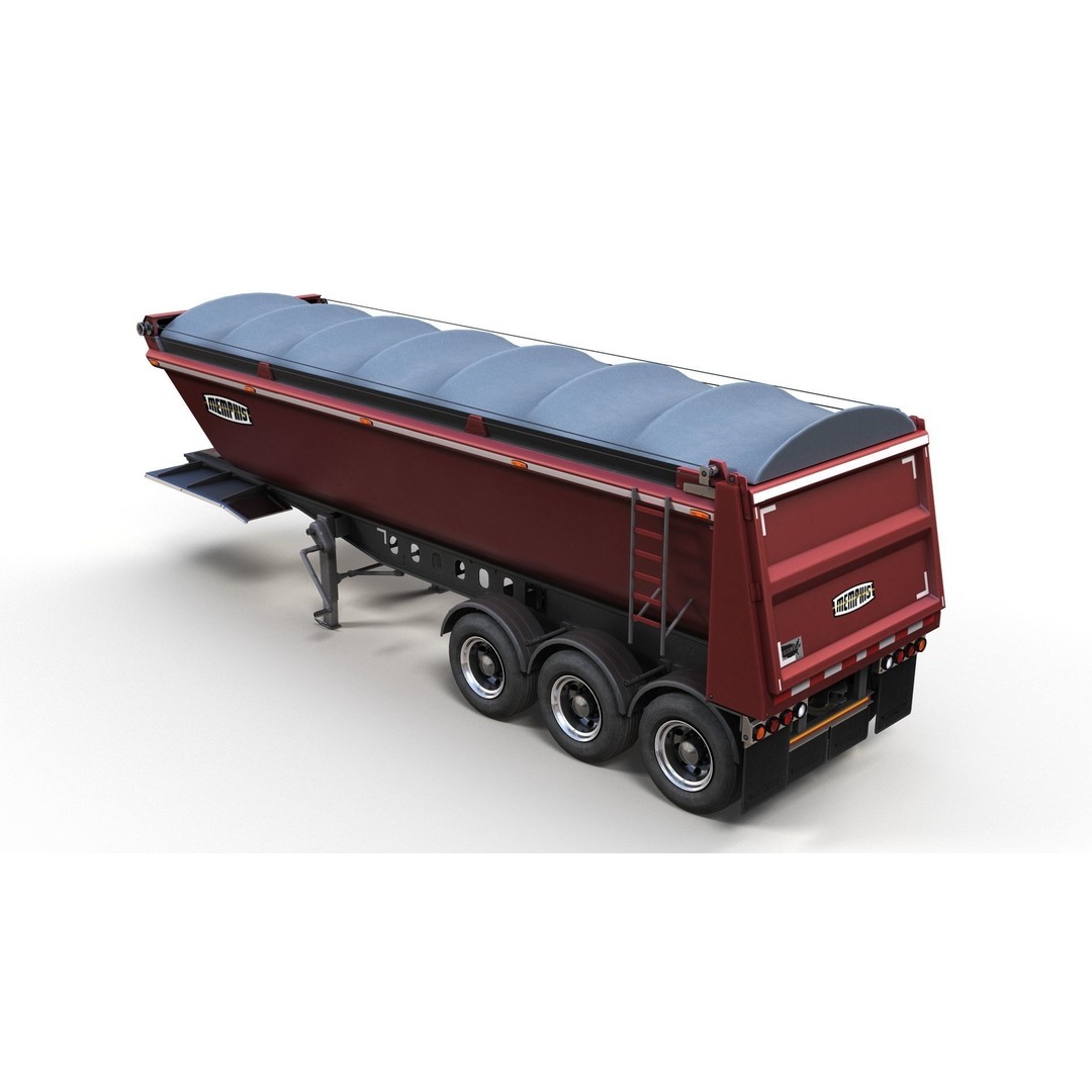 Dump Trailer 3D Model – Low Poly Game Ready Asset, PBR Textures - View 3