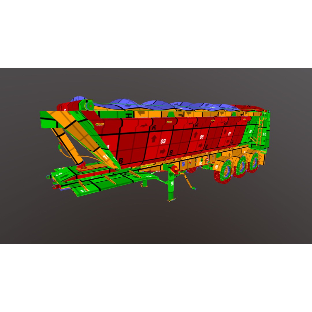 Dump Trailer 3D Model – Low Poly Game Ready Asset, PBR Textures - View 33