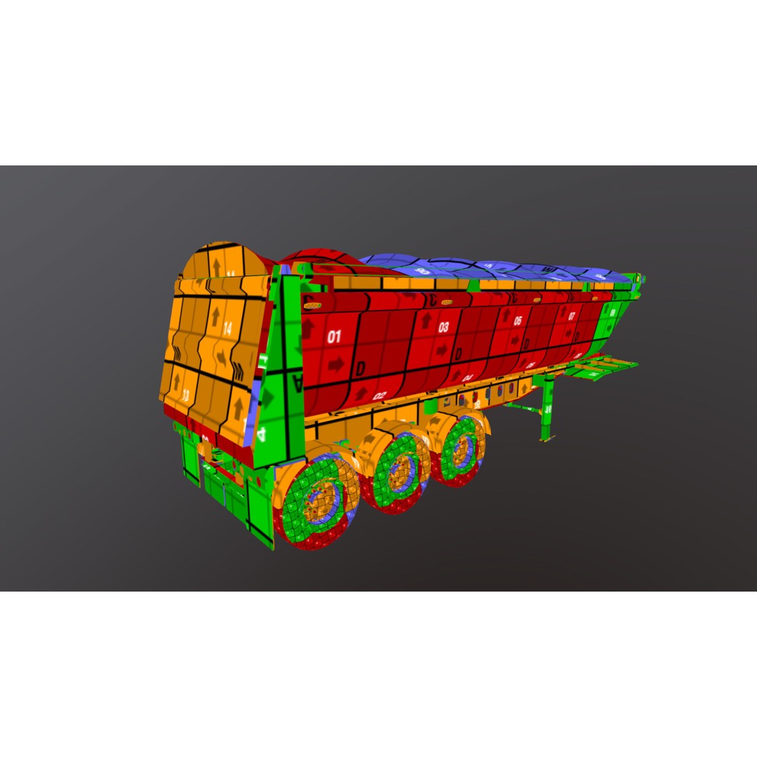 Dump Trailer 3D Model – Low Poly Game Ready Asset, PBR Textures - View 34