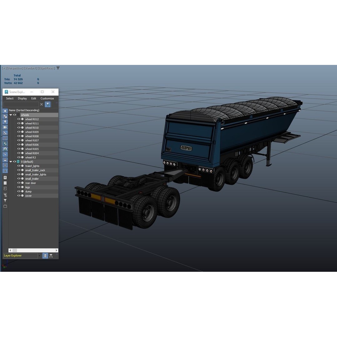 Dump Trailer 3D Model – Low Poly Game Ready Asset, PBR Textures - View 38
