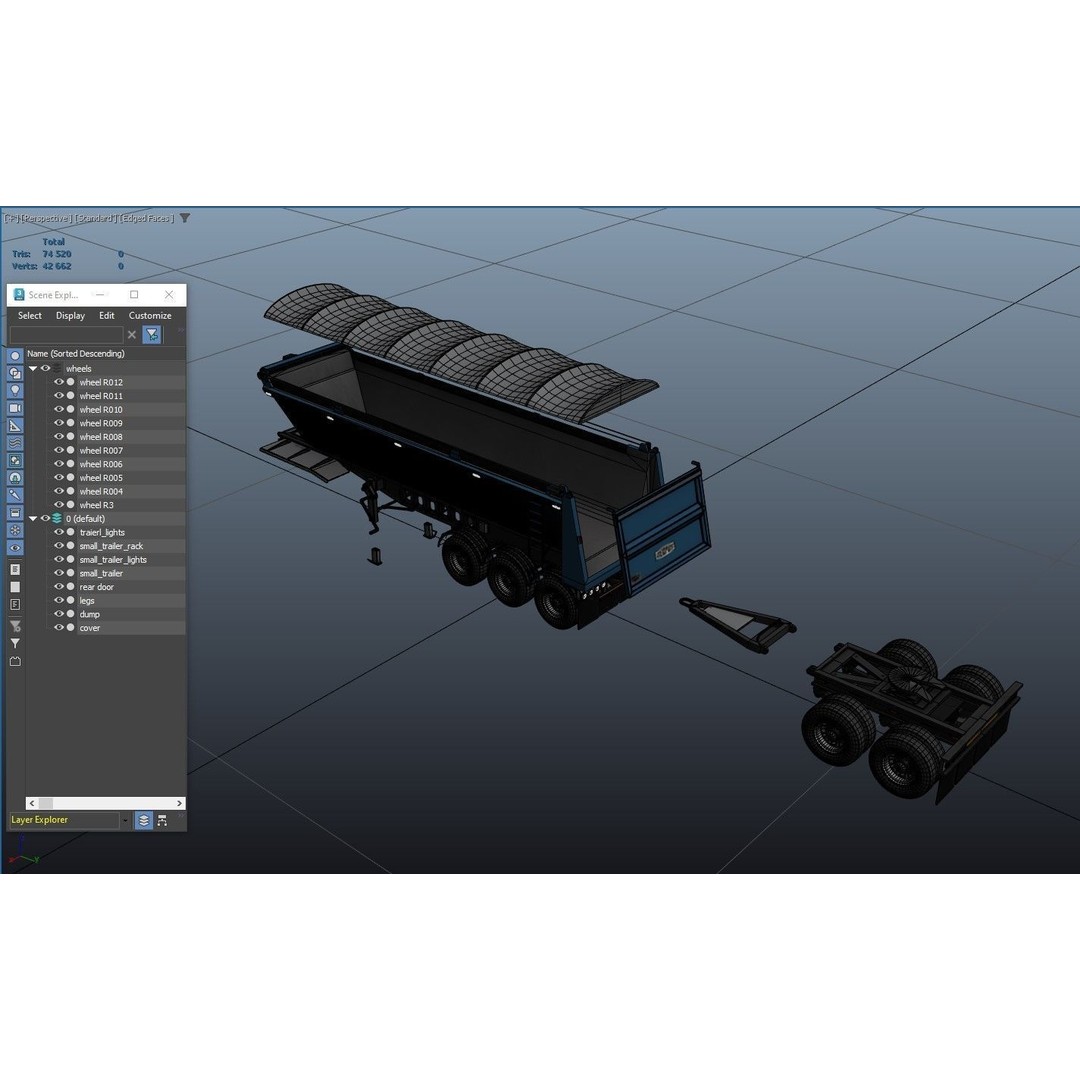 Dump Trailer 3D Model – Low Poly Game Ready Asset, PBR Textures - View 39