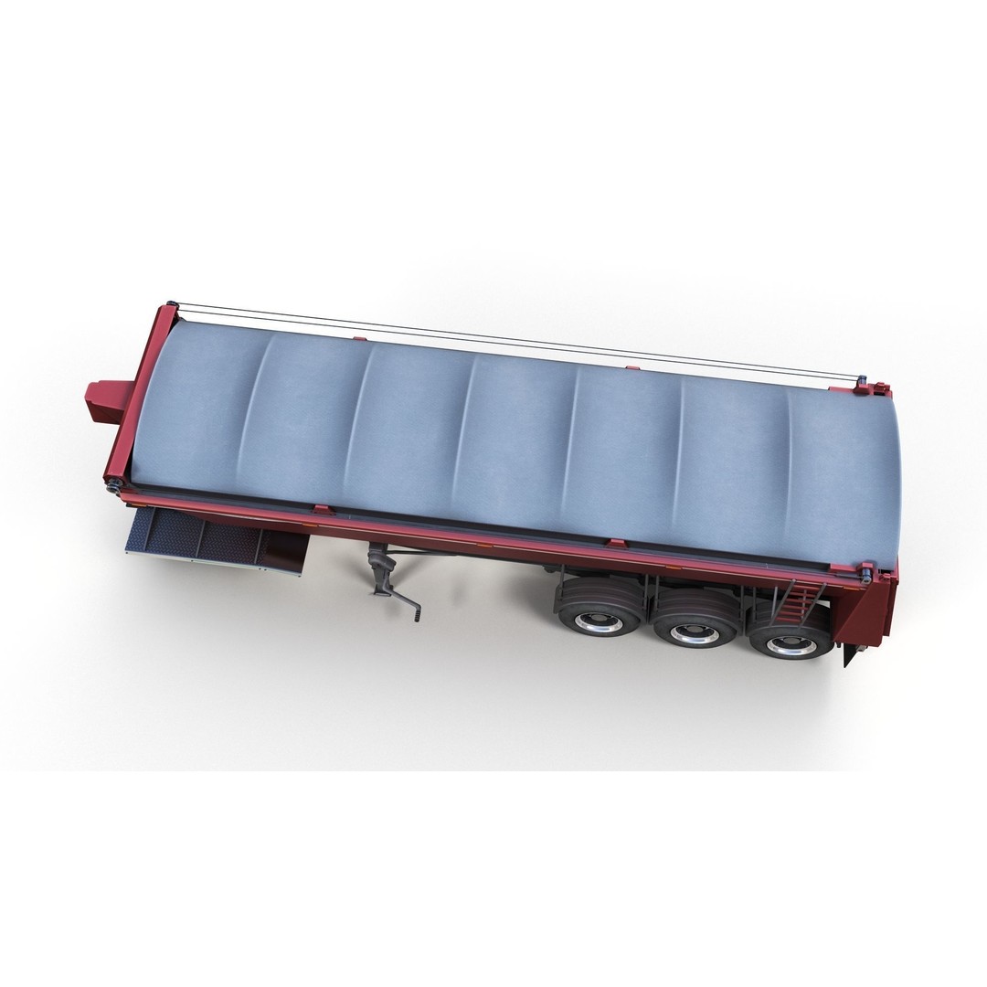 Dump Trailer 3D Model – Low Poly Game Ready Asset, PBR Textures - View 4