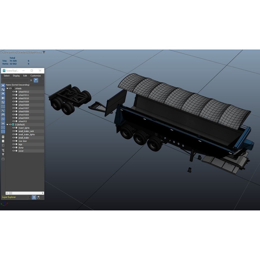 Dump Trailer 3D Model – Low Poly Game Ready Asset, PBR Textures - View 41