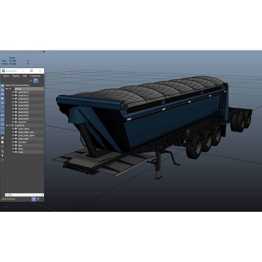Dump Trailer 3D Model – Low Poly Game Ready Asset, PBR Textures - View 42