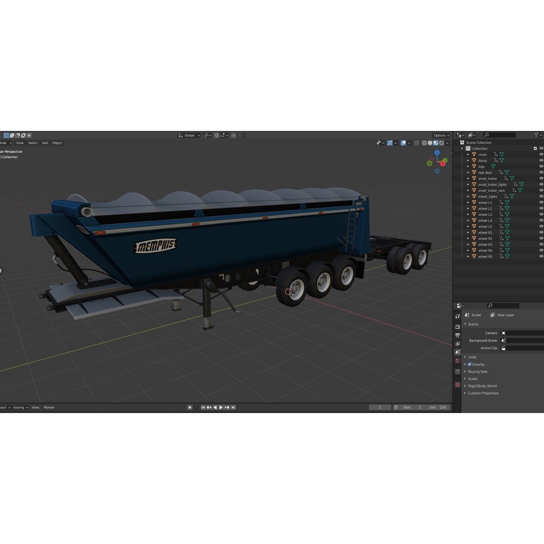 Dump Trailer 3D Model – Low Poly Game Ready Asset, PBR Textures - View 43