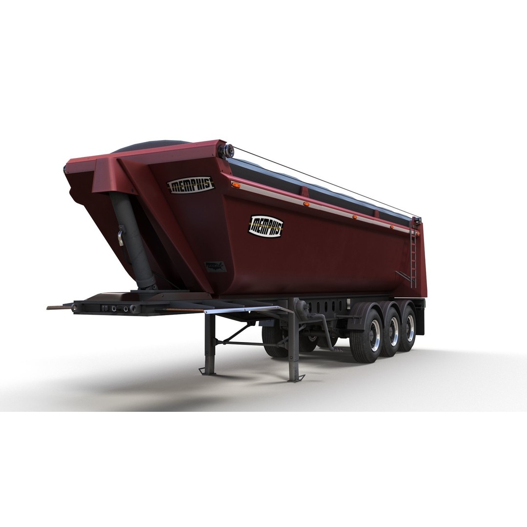 Dump Trailer 3D Model – Low Poly Game Ready Asset, PBR Textures - View 5