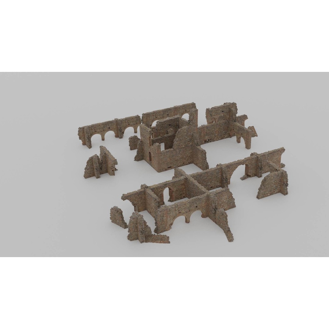 Brick Stone Ruins 3D Model – Low Poly PBR Scanned Asset, FBX - View 10