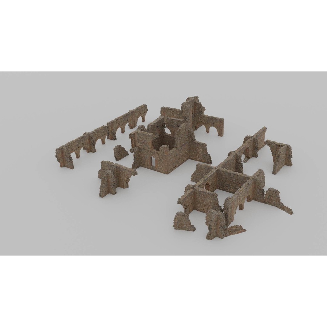 Brick Stone Ruins 3D Model – Low Poly PBR Scanned Asset, FBX - View 11