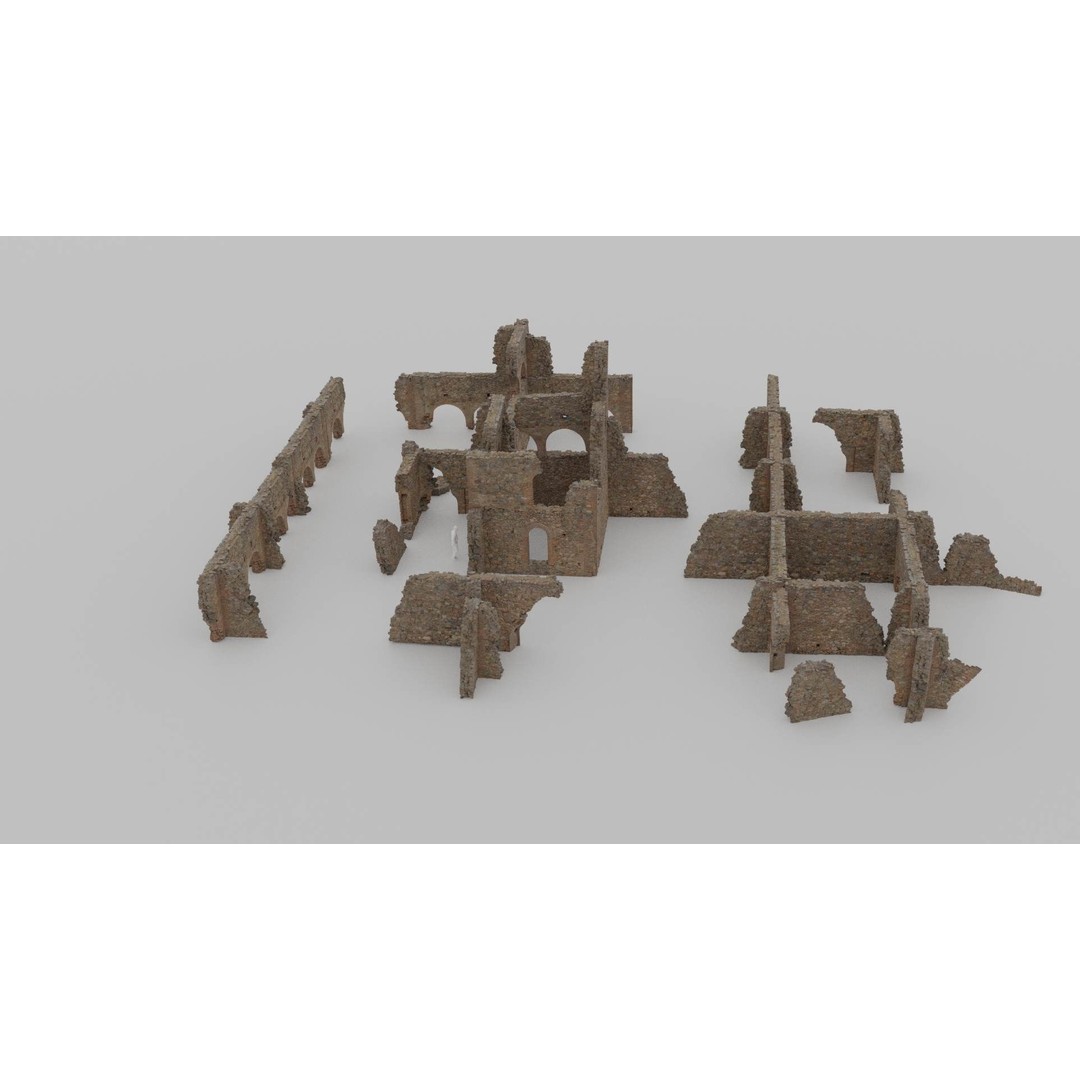 Brick Stone Ruins 3D Model – Low Poly PBR Scanned Asset, FBX - View 12