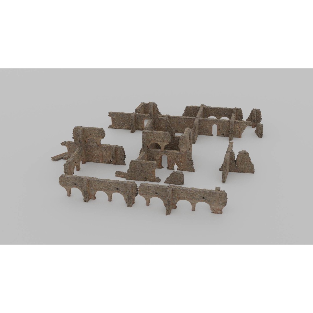 Brick Stone Ruins 3D Model – Low Poly PBR Scanned Asset, FBX - View 15