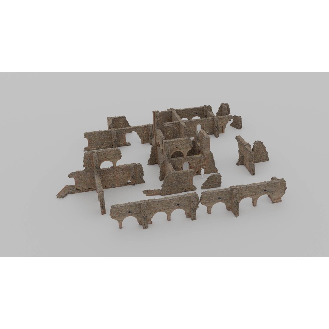Brick Stone Ruins 3D Model – Low Poly PBR Scanned Asset, FBX - View 16