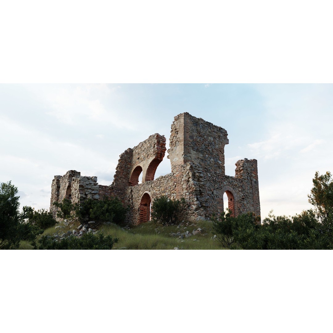 Brick Stone Ruins 3D Model – Low Poly PBR Scanned Asset, FBX - View 4