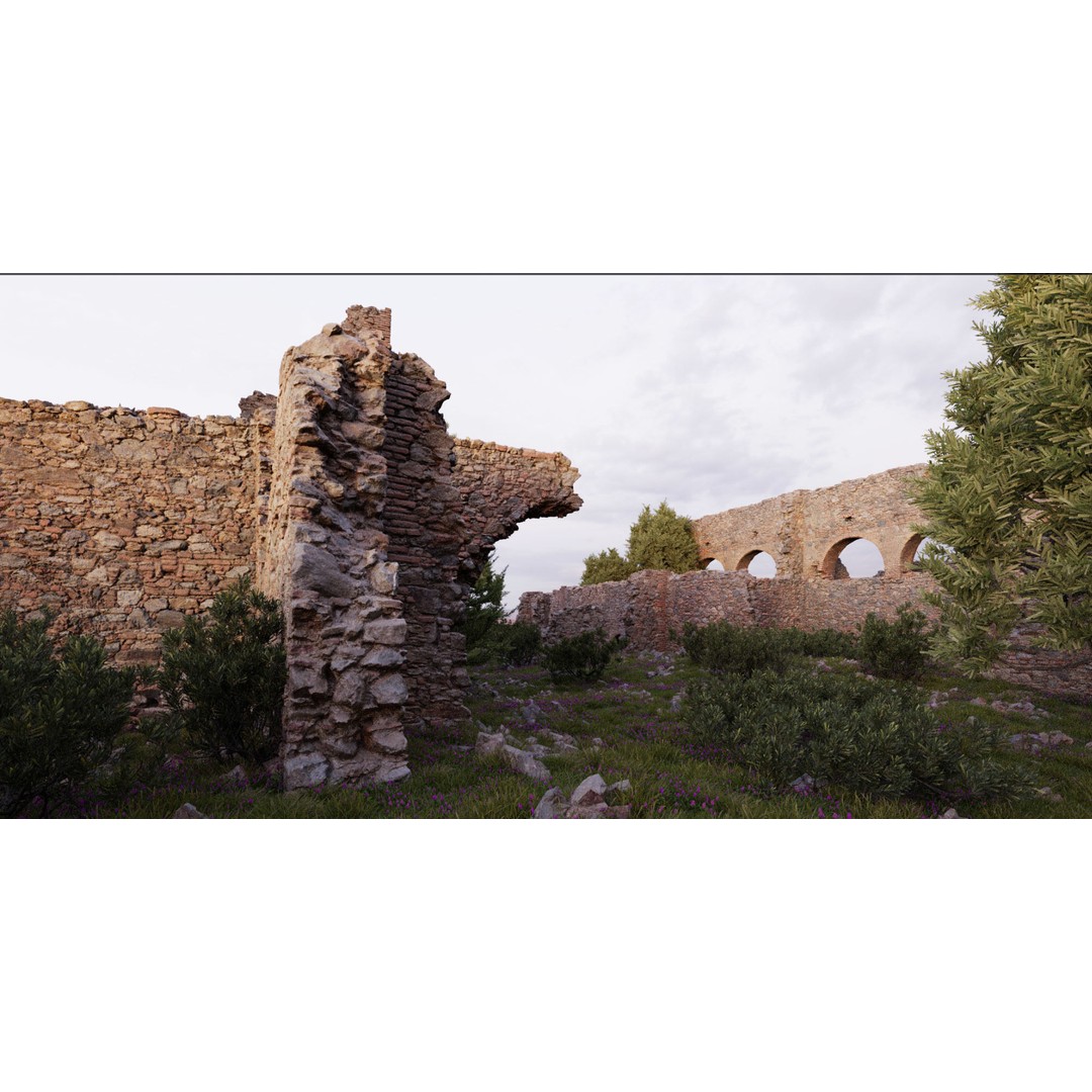 Brick Stone Ruins 3D Model – Low Poly PBR Scanned Asset, FBX - View 5