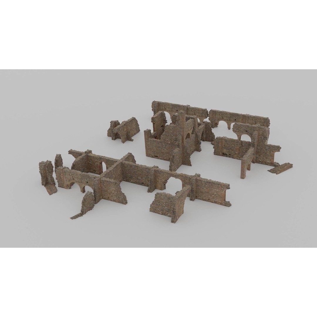 Brick Stone Ruins 3D Model – Low Poly PBR Scanned Asset, FBX - View 8
