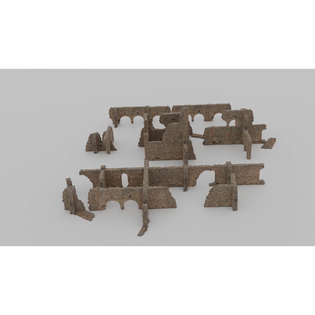 Brick Stone Ruins 3D Model – Low Poly PBR Scanned Asset, FBX - View 9