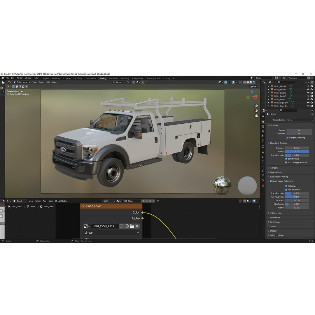 Utility Truck 3D Model – Low Poly Vehicle with PBR Textures, FBX