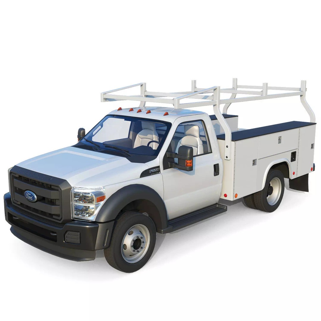 Utility Truck 3D Model – Low Poly Vehicle with PBR Textures, FBX - View 2