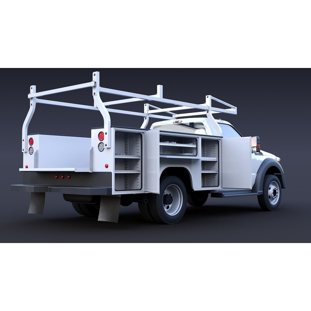 Utility Truck 3D Model – Low Poly Vehicle with PBR Textures, FBX - View 23
