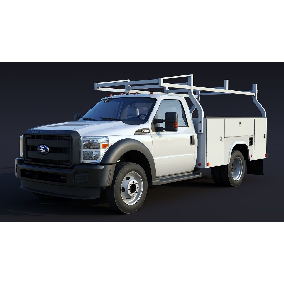 Utility Truck 3D Model – Low Poly Vehicle with PBR Textures, FBX - View 3