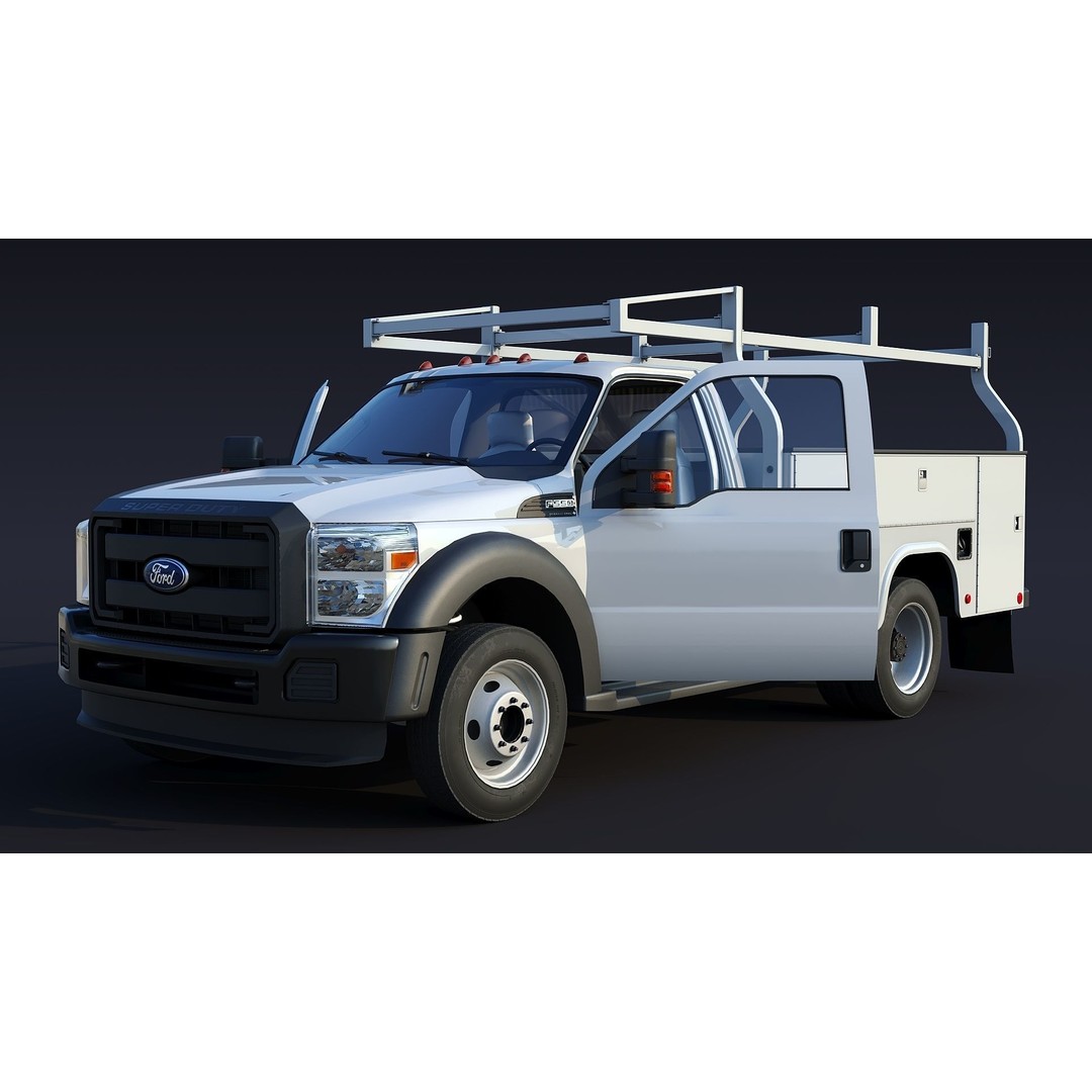Utility Truck 3D Model – Low Poly Vehicle with PBR Textures, FBX - View 4