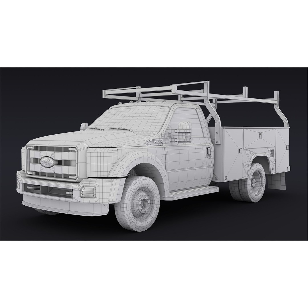 Utility Truck 3D Model – Low Poly Vehicle with PBR Textures, FBX - View 40