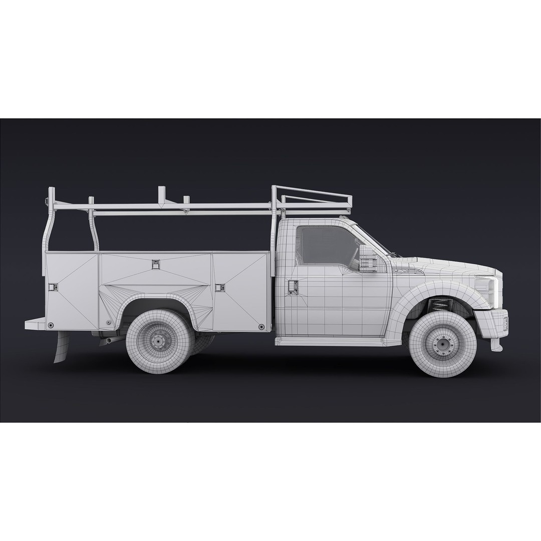 Utility Truck 3D Model – Low Poly Vehicle with PBR Textures, FBX - View 43